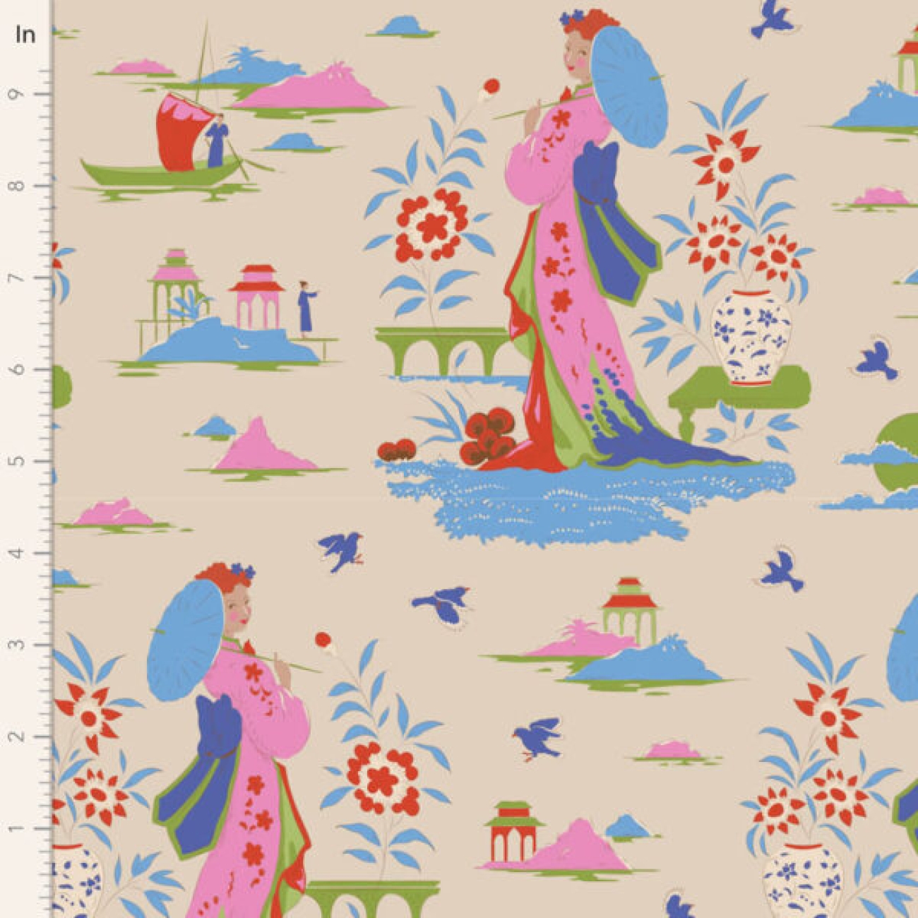 Tilda Patchwork Stoff Baumwolle - Bloomsville Garden Vista Dove